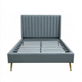 Cama con cabecero acanalado y base abierta - gris