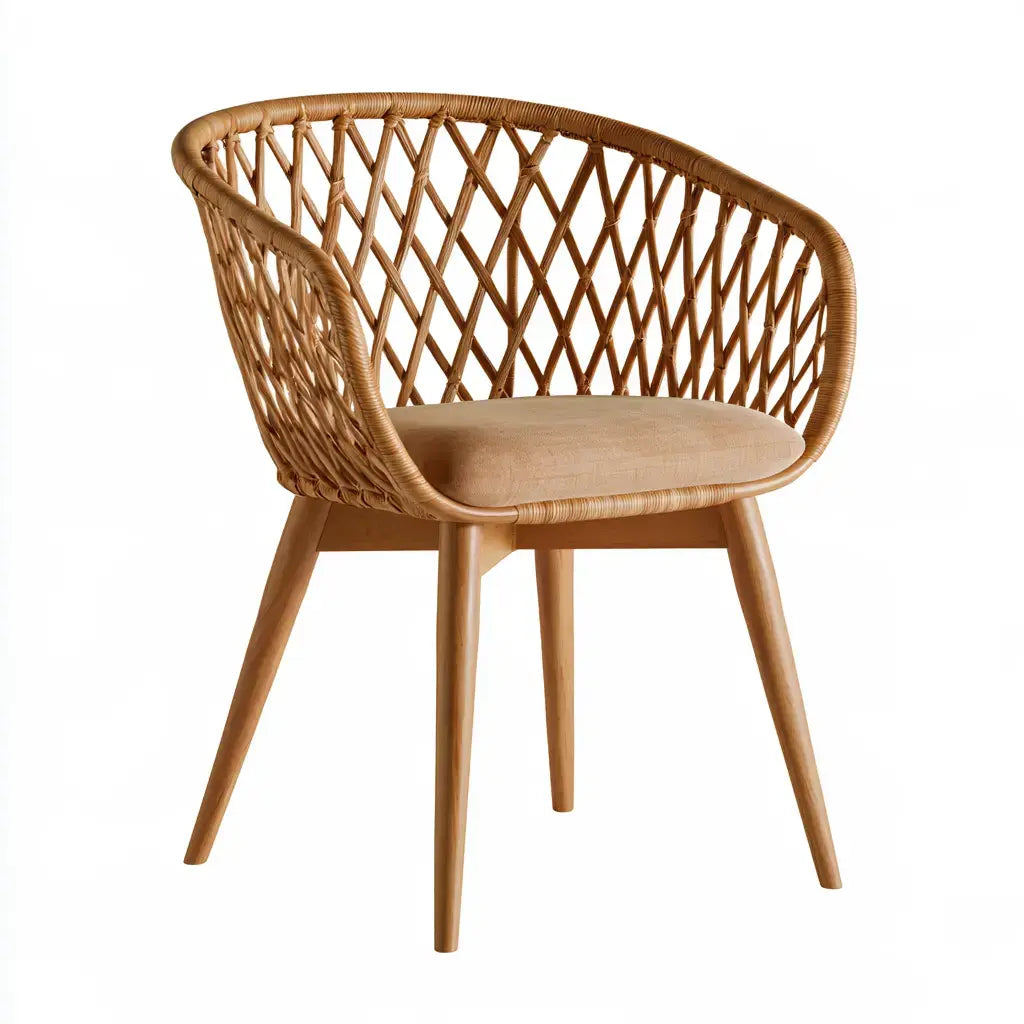 Silla con respaldo semicircular entrelazado - marrón