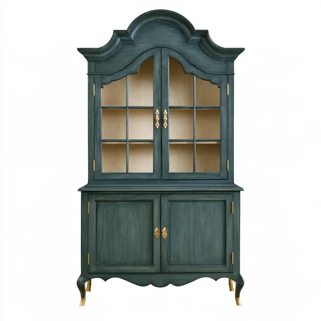 Vitrina con remate curvo ornamental - verde
