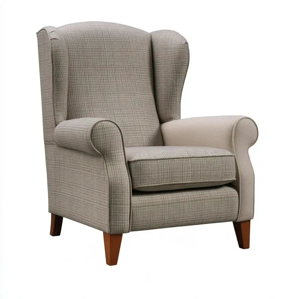 Sillón orejero con brazos redondos - gris