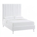 Cama con cabecero alto de paneles - blanco