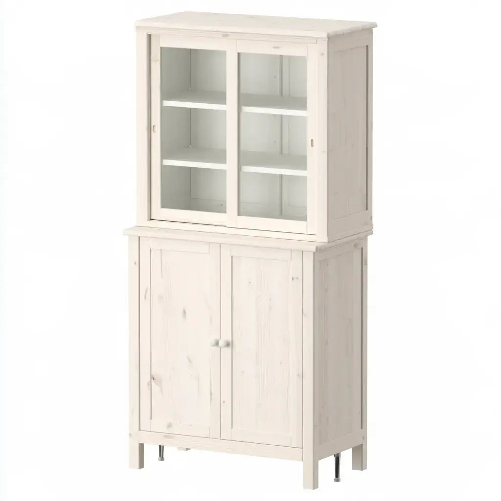 Vitrina con puertas superiores y paneles bajos - beige
